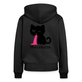 Miezekotze - Frauen Premium Bio Zip Hoodie - Schwarz - Hinten - Julia (174cm)