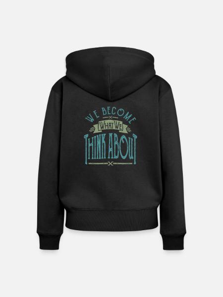 Think about - Frauen Premium Bio Zip Hoodie - Schwarz
