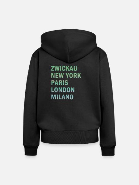 Metropole Zwickau - Frauen Premium Bio Zip Hoodie - Schwarz
