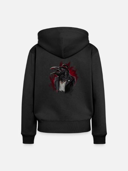 raven - Frauen Premium Bio Zip Hoodie - Schwarz
