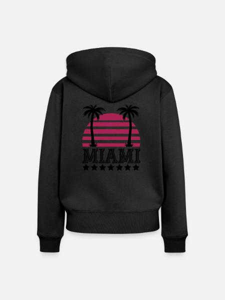 miami - Frauen Premium Bio Zip Hoodie - Schwarz