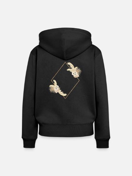 Pampasgras Raute Design Idee - Frauen Premium Bio Zip Hoodie - Schwarz