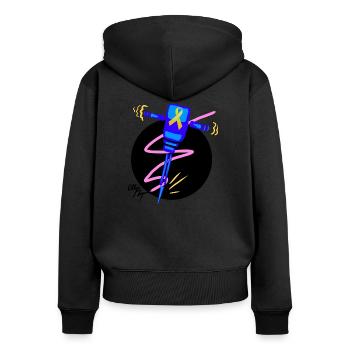 Non je ne suis pas folle c'est mon endométriose - Sweat à capuche zippé Premium bio Femme - noir - Dos - Julia (174cm)