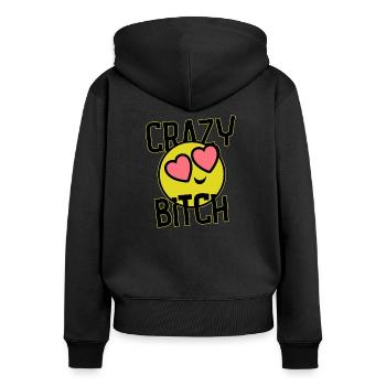 Crazy drôle sexy sourire selfie - Sweat à capuche zippé Premium bio Femme - noir - Dos - Julia (174cm)