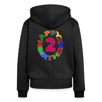 Happy Birthday 2 - Frauen Premium Bio Zip Hoodie - Schwarz - Hinten - Julia (174cm)