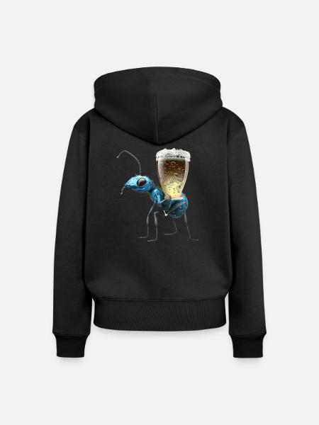 Ameise trägt Bier - Frauen Premium Bio Zip Hoodie - Schwarz