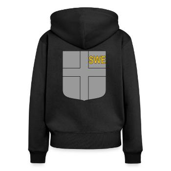eng tactical shield - Women's Premium Organic Zip Hoodie - black - Back - Julia (174cm)