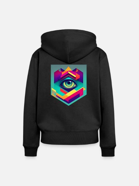 Retro 2 cut - Frauen Premium Bio Zip Hoodie - Schwarz