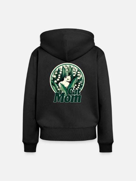 Katzen-Mama - Frauen Premium Bio Zip Hoodie - Schwarz