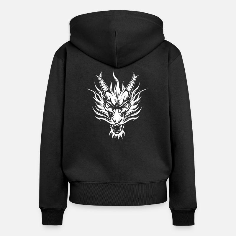 Dragon chinois - Sweat à capuche zippé Premium bio Femme - noir