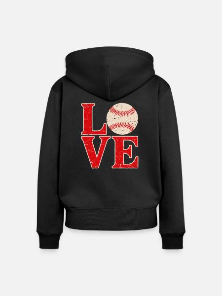 Ich liebe Baseball - Frauen Premium Bio Zip Hoodie - Schwarz