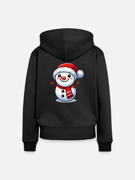 Snowman - Frauen Premium Bio Zip Hoodie - Schwarz