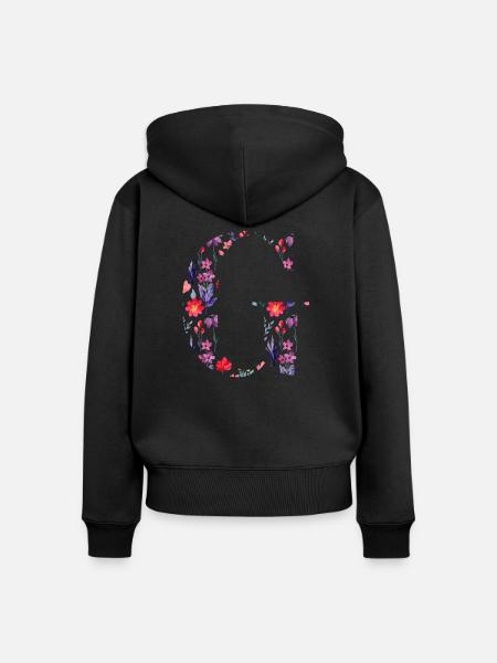 Personalisierter Blumenbuchstabe g - Geschenkidee - Frauen Premium Bio Zip Hoodie - Schwarz
