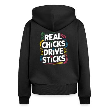 Autosprüche für Frauen mit Stil - Frauen Premium Bio Zip Hoodie - Schwarz - Hinten - Julia (174cm)