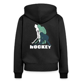 Hockey Hockey-fille Hockey sur gazon Club de hockey - Sweat à capuche zippé Premium bio Femme - noir - Dos - Julia (174cm)