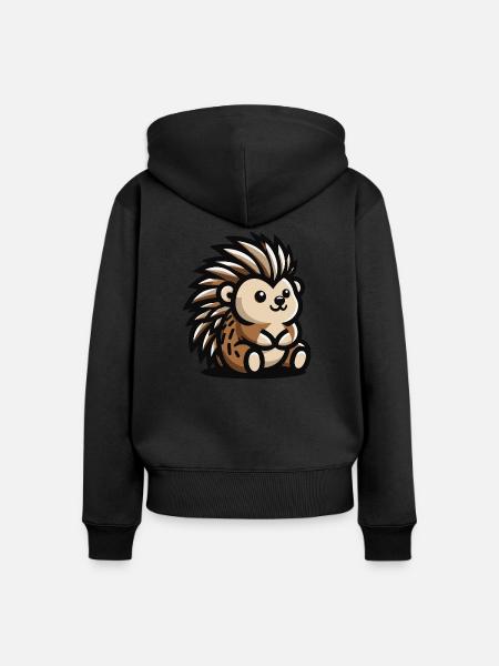 Igel stachelige Flauschigkeit - Frauen Premium Bio Zip Hoodie - Schwarz