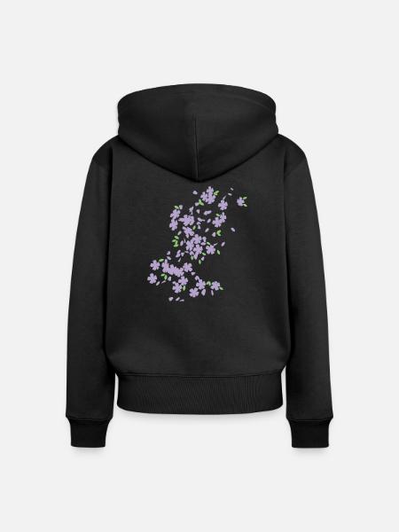 Blütenregen / raining blossoms (2c) - Frauen Premium Bio Zip Hoodie - Schwarz