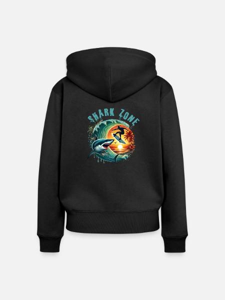 Shark Zone - Frauen Premium Bio Zip Hoodie - Schwarz