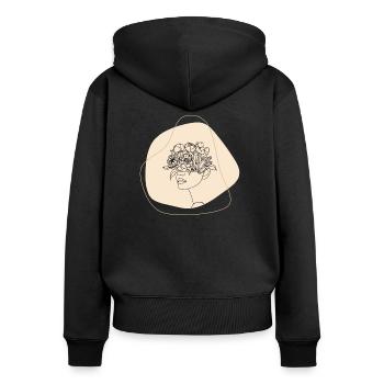 Frauen blühen - Frauen Premium Bio Zip Hoodie - Schwarz - Hinten - Julia (174cm)