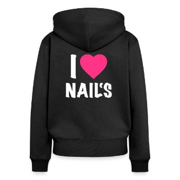 I love Nails - Artiste Nail - Nail Design - Nails - Sweat à capuche zippé Premium bio Femme - noir - Dos - Julia (174cm)