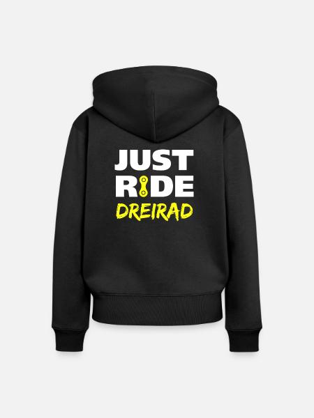 Just ride Dreirad Geschenk - Frauen Premium Bio Zip Hoodie - Schwarz