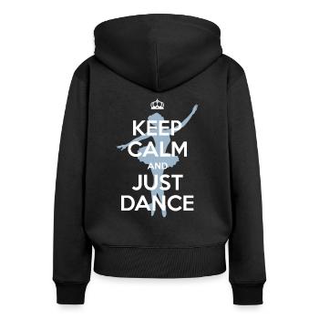 Dance - keep calm - Sweat à capuche zippé Premium bio Femme - noir - Dos - Julia (174cm)