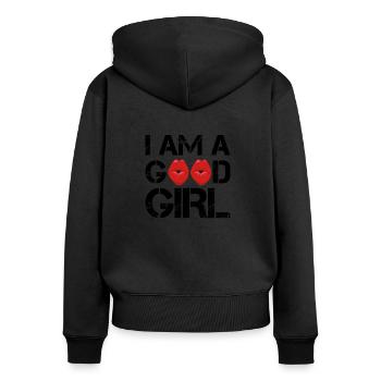 I am a good girl - Women's Premium Organic Zip Hoodie - black - Back - Julia (174cm)