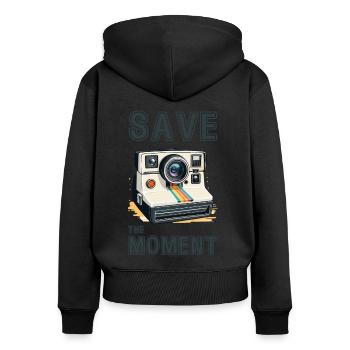 Save the moment. Retro camera. - Women's Premium Organic Zip Hoodie - black - Back - Julia (174cm)