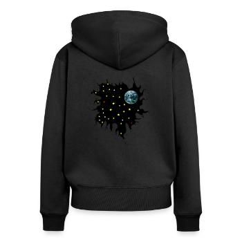 Galaxie - Frauen Premium Bio Zip Hoodie - Schwarz - Hinten - Julia (174cm)