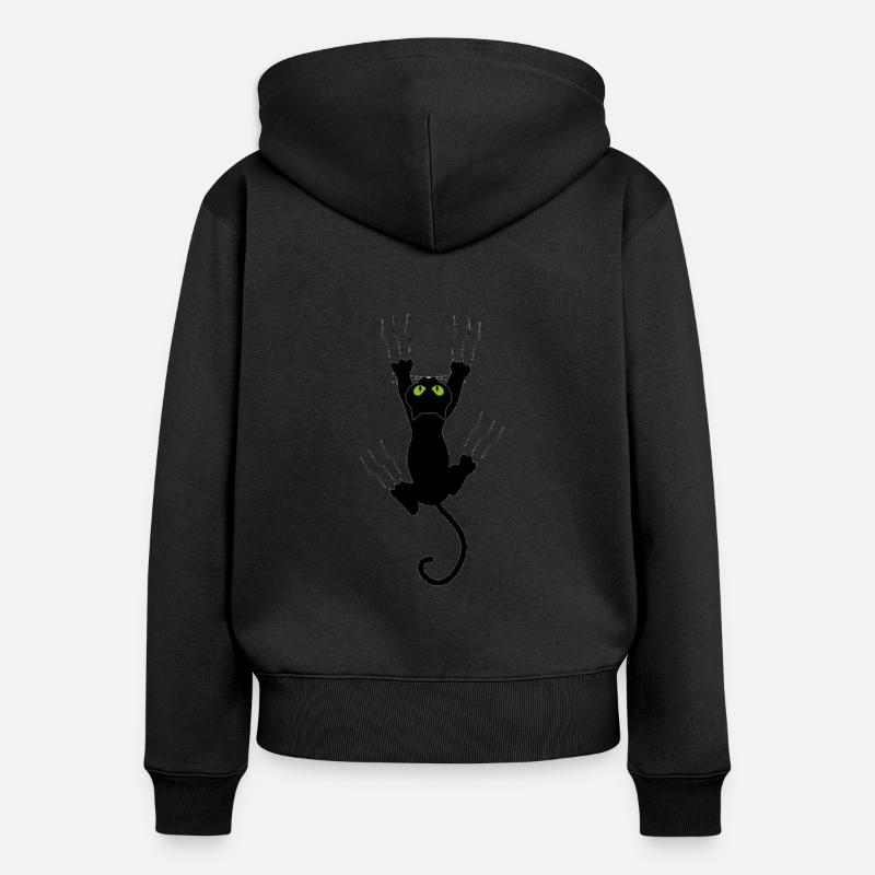 Griffes de chat noir - Sweat à capuche zippé Premium bio Femme - noir