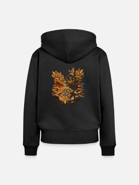 Eule - Frauen Premium Bio Zip Hoodie - Schwarz