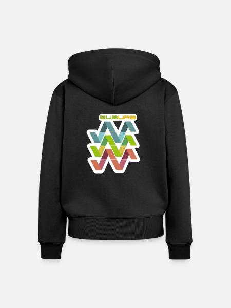 HORIZONTAL WHITE SUBURB - Frauen Premium Bio Zip Hoodie - Schwarz