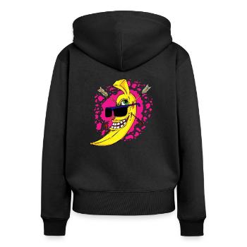 Cool Banana - Women's Premium Organic Zip Hoodie - black - Back - Julia (174cm)