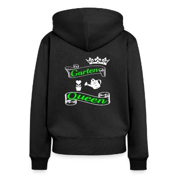 Garten - Frauen Premium Bio Zip Hoodie - Schwarz - Hinten - Julia (174cm)