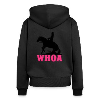 Whoa Cowgirl - Frauen Premium Bio Zip Hoodie - Schwarz - Hinten - Julia (174cm)
