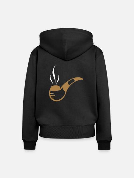 Pfeife mit Rauch bzw. Qualm - Frauen Premium Bio Zip Hoodie - Schwarz