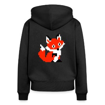 Fox Fox Paw Pixel Design rétro chemise cadeau - Sweat à capuche zippé Premium bio Femme - noir - Dos - Julia (174cm)