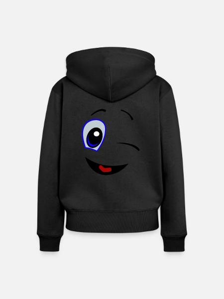 Smiley - Frauen Premium Bio Zip Hoodie - Schwarz
