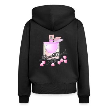 Parfüm Schön Hübsch Rosenblätter Duft Geruch Rose - Frauen Premium Bio Zip Hoodie - Schwarz - Hinten - Julia (174cm)