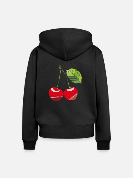 Kirsche - Frauen Premium Bio Zip Hoodie - Schwarz