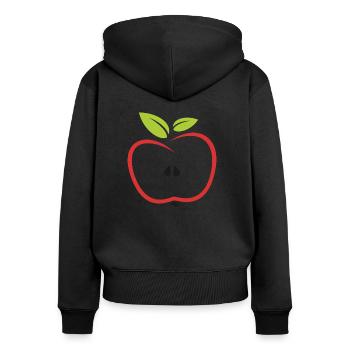 Apfel - Frauen Premium Bio Zip Hoodie - Schwarz - Hinten - Julia (174cm)