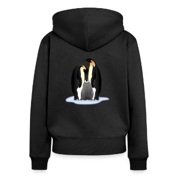 Pinguin Familile - Frauen Premium Bio Zip Hoodie - Schwarz - Hinten - Julia (174cm)
