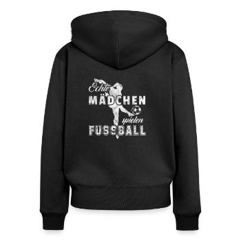 Les vraies filles qui jouent au football Les filles au football - Sweat à capuche zippé Premium bio Femme - noir - Dos - Julia (174cm)