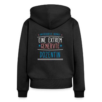 Dozentin Beruf - Geschenk - Frauen Premium Bio Zip Hoodie - Schwarz - Hinten - Julia (174cm)