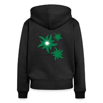 3 fleurs Fleurs d'Edelweiss - Sweat à capuche zippé Premium bio Femme - noir - Dos - Julia (174cm)