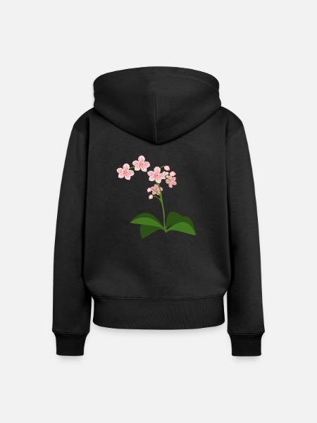 Orchidee - Frauen Premium Bio Zip Hoodie - Schwarz