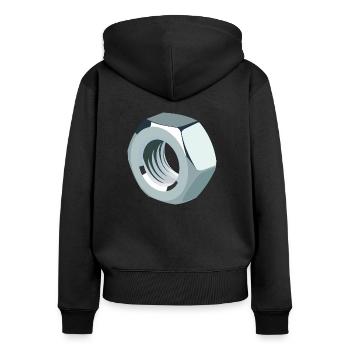 Mutter - Frauen Premium Bio Zip Hoodie - Schwarz - Hinten - Julia (174cm)