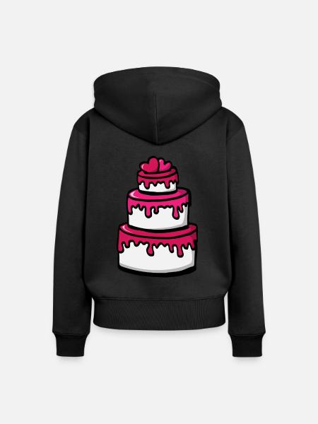 Hochzeitstorte Pink Geschenkidee - Herzen - Frauen Premium Bio Zip Hoodie - Schwarz