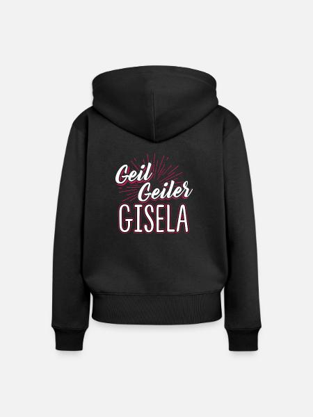 GISELA - geiler - Frauen Premium Bio Zip Hoodie - Schwarz