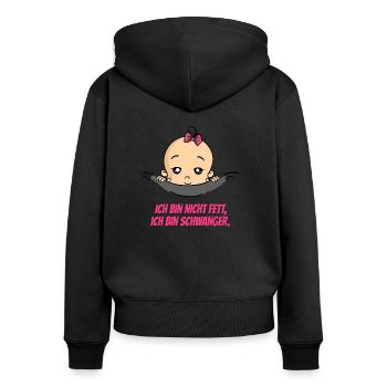 Ich Bin Nicht Fett Schwangerschaft Baby - Frauen Premium Bio Zip Hoodie - Schwarz - Hinten - Julia (174cm)
